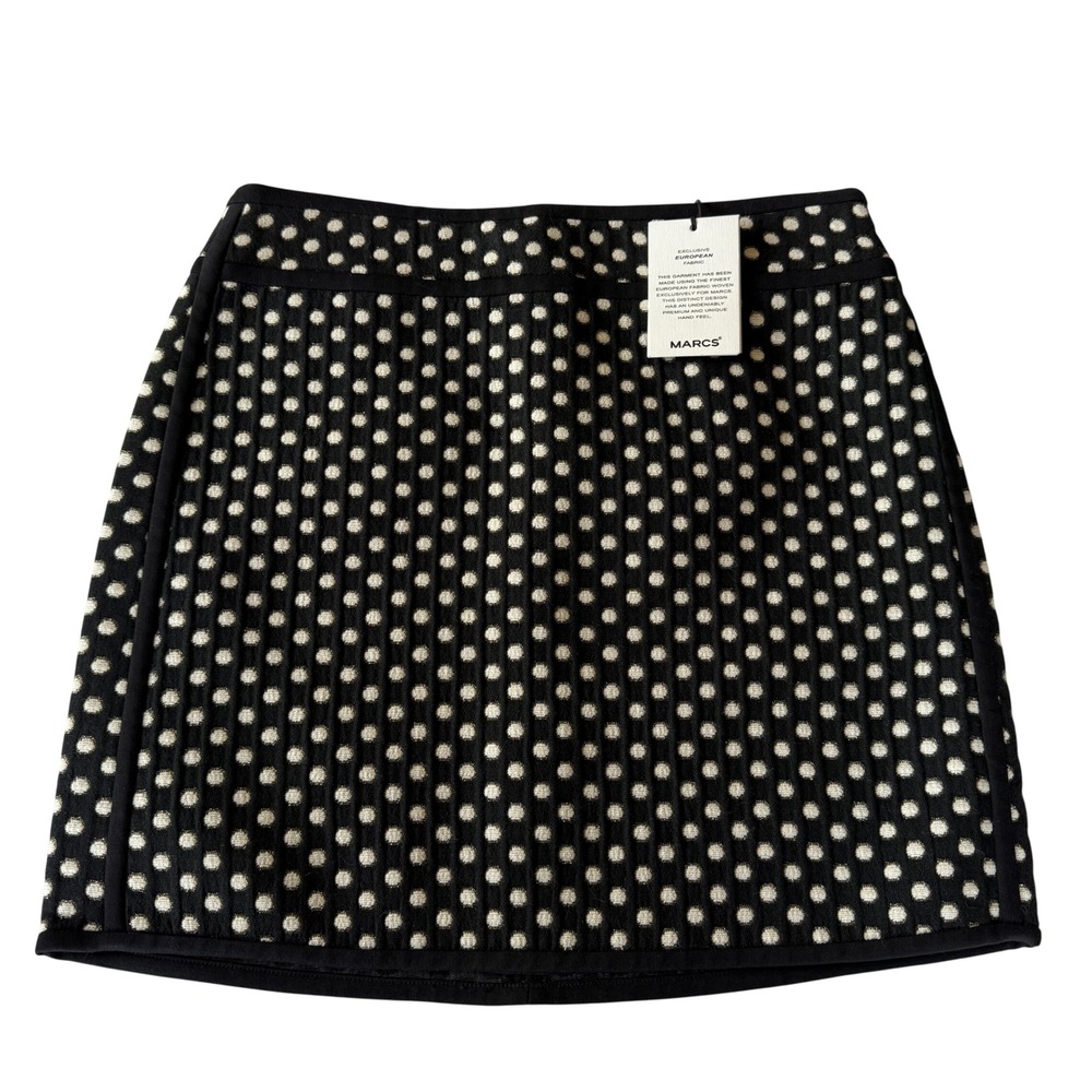 MARCS Black White Polka Dot Mini Skirt Womens 8 Lined Exclusive European‎ Fabric
